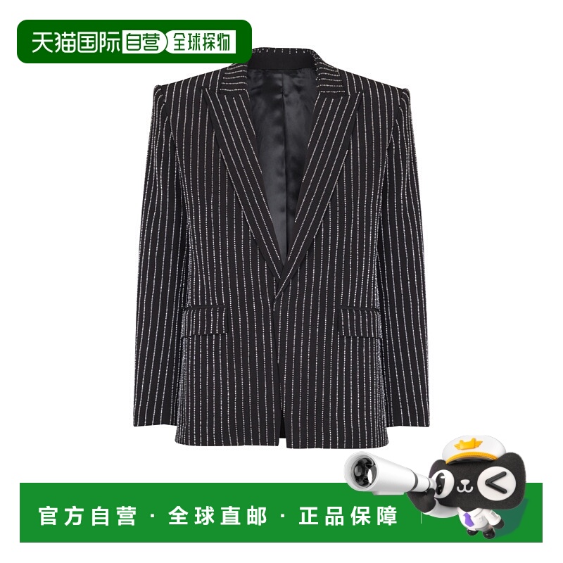 1h可退 BALMAIN 男士西服 FH0SE466PD27EAW AW2025 灰色 条纹单扣