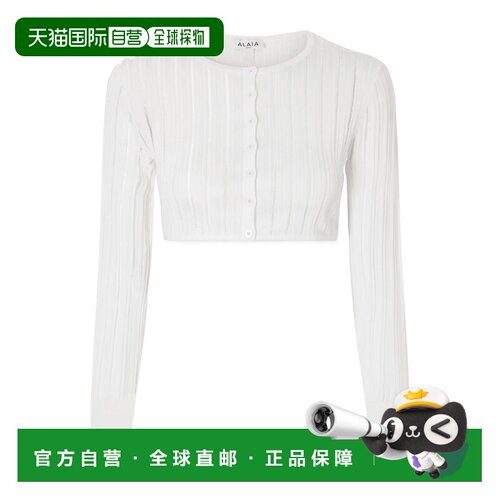 ALAIA 女士针织衫 AA9S0372M712D000 AW2026 白色 短款罗纹针织开