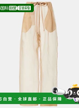 1h可退 潮奢 KHAITE 女士 Trenton 真丝欧根纱阔腿裤休闲裤