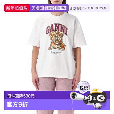 GANNI 女士T恤 A105006011038151 SS2026 白色 GANNI beaded Tige