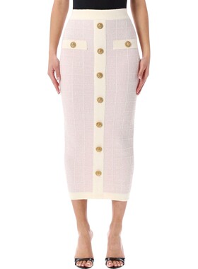 BALMAIN 女士半身裙 GF1LD024KJ48OIB SS2026 粉红色包臀裙