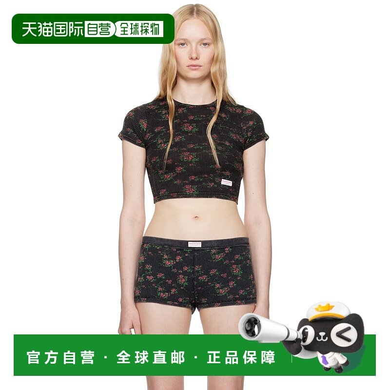 潮奢 Alexander Wang 亚历山大 王 女士 黑色 Floral-Print Ribbe