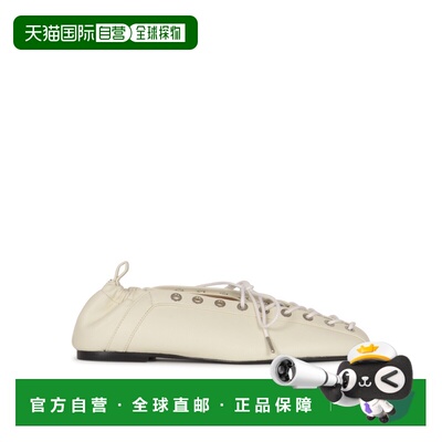1h可退 GANNI 女士休闲鞋 S2962135 SS2025 白色 Eyelets Lace Up