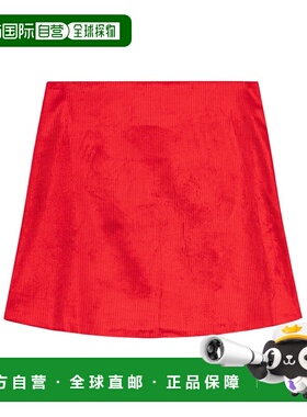 GANNI 女士半身裙 F8785472 SS2024 红色 侧拉链A字半身裙包臀裙