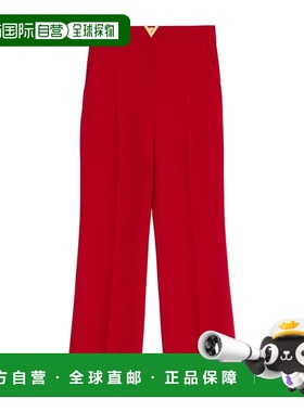 VALENTINO 女士休闲裤 BRB7209Q0257 SS2026 红色 羊毛绉纱长裤
