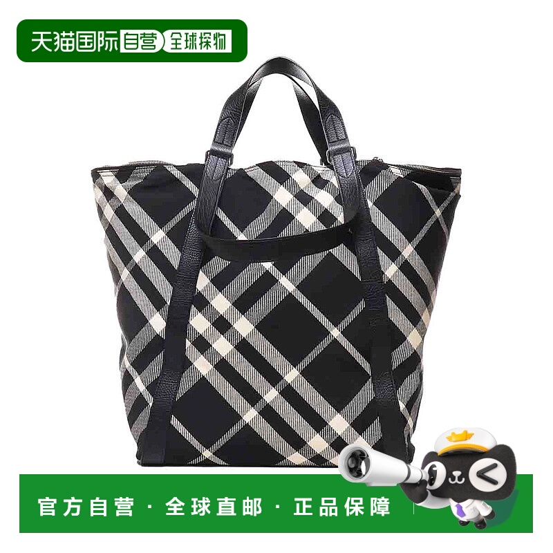 BURBERRY 男士手提包 8086476 AW2024 黑色 Check Tote Bag