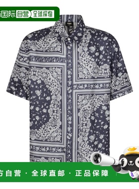 FENDI 男士衬衫 FS0795AUVQF0U6K AW2025 蓝色 Printed silk shir