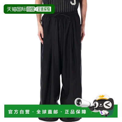 潮奢 Y-3 男士 3 条纹宽松长裤 KF1192BLK
