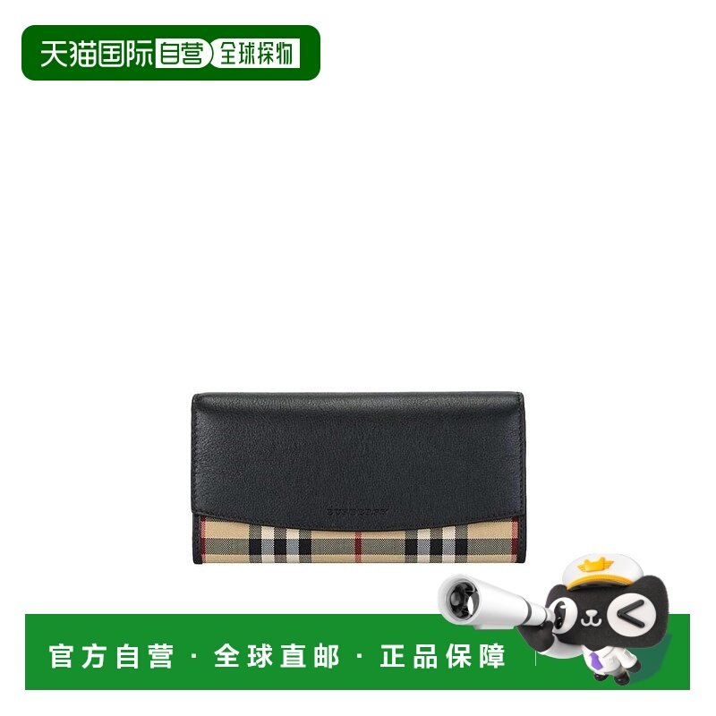 BURBERRY 女士钱包 39307481 SS2021 黑色 拼接徽标钱包