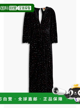 1h可退 潮奢 FARM RIO 女士 水晶装饰天鹅绒中长连衣裙 320850BLA