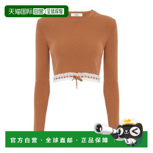 1h可退 奢淘 Chloe 羊毛针织蕾丝短款针织衫 女 CH26AMP11600