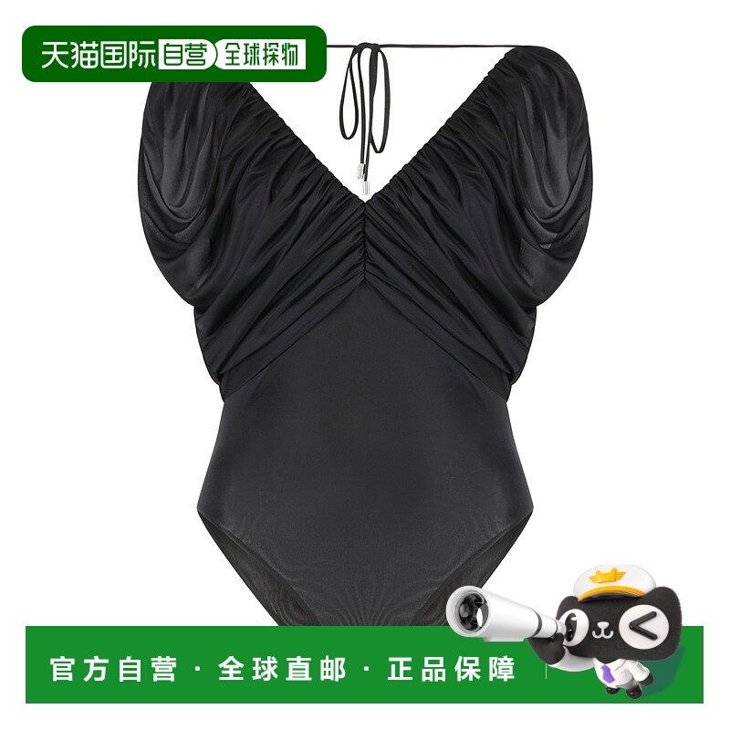 1h可退 PINKO 女士连体衣 104958A2F1Z99 SS2025 黑色 褶饰紧身连