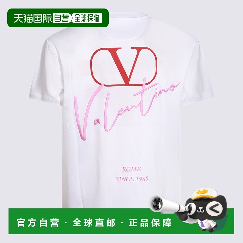 1h可退 VALENTINO 男士T恤 5V0MG13AAE60BO CO 白色 VLOGO 印花棉