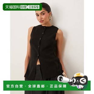 潮奢 黑色 ASOS 设计针织结构感水手领前开衩夹克 女士 1h可退