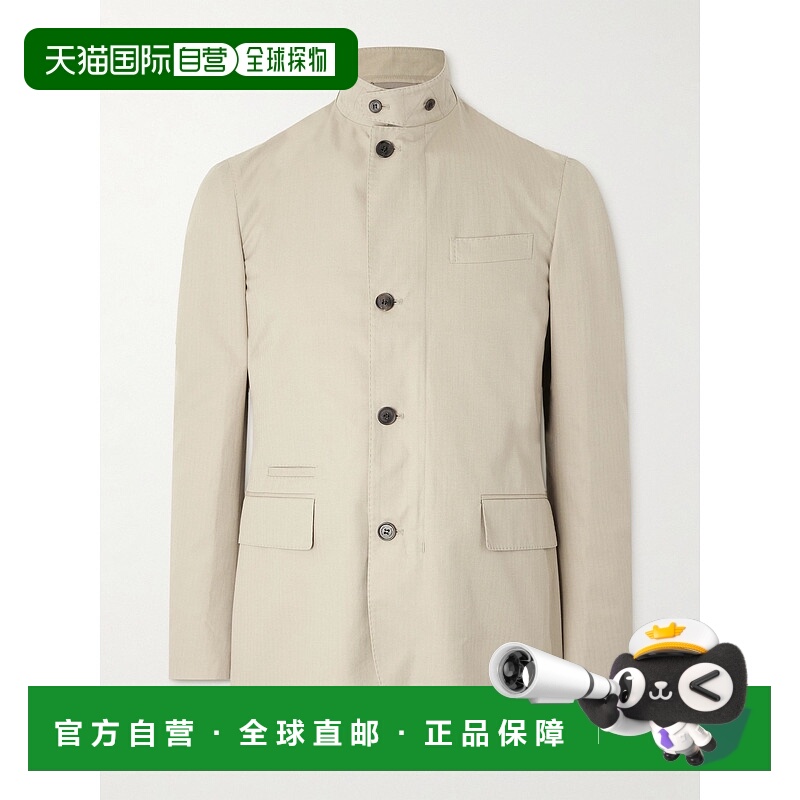 1h可退 潮奢 Dunhill 登喜路 男士 修身人字纹棉质深紫色真丝混纺