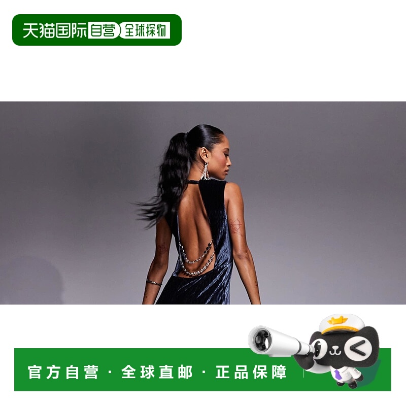 1h可退 潮奢 ASOS 女士 premium 设计高领褶皱天鹅绒宽松款精致裁