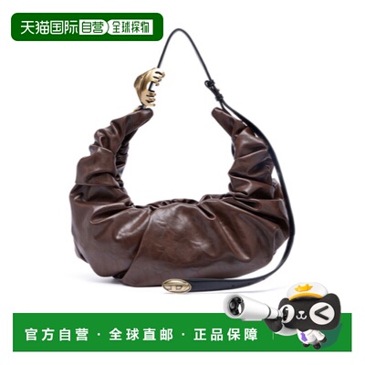 DIESEL 女士单肩包 X10478P8657T2618 SS2026 棕色 Grab-D L 皱褶