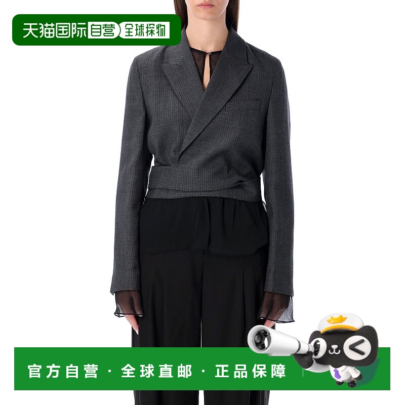 1h可退 潮奢 Our Legacy 女士 烟灰色裹式细人字纹西装外套 W4250