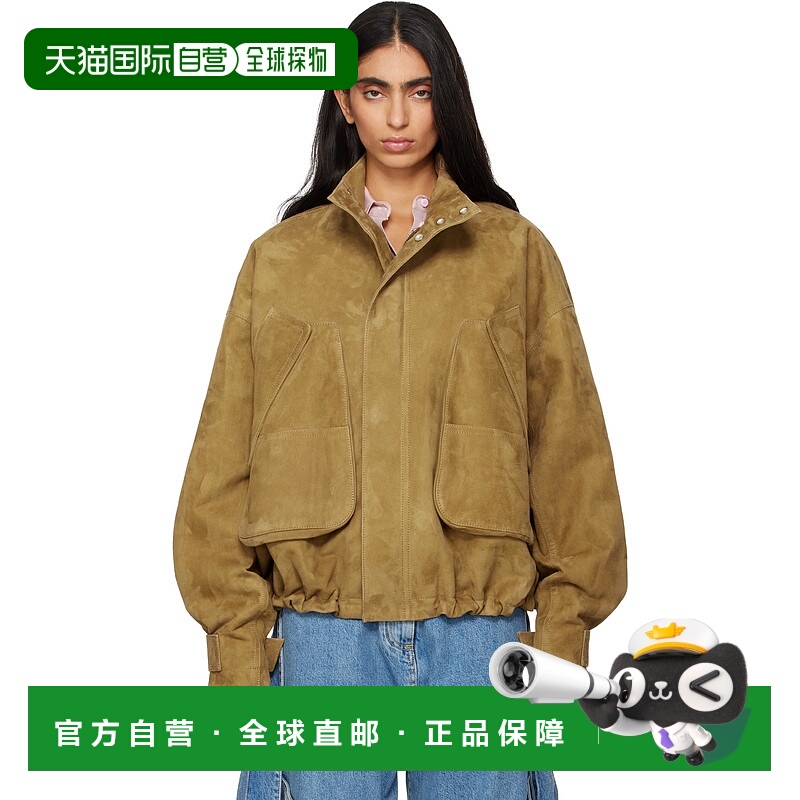 1h可退 潮奢 The Attico 女士 黄褐色绒面革飞行员夹克 260WCB001