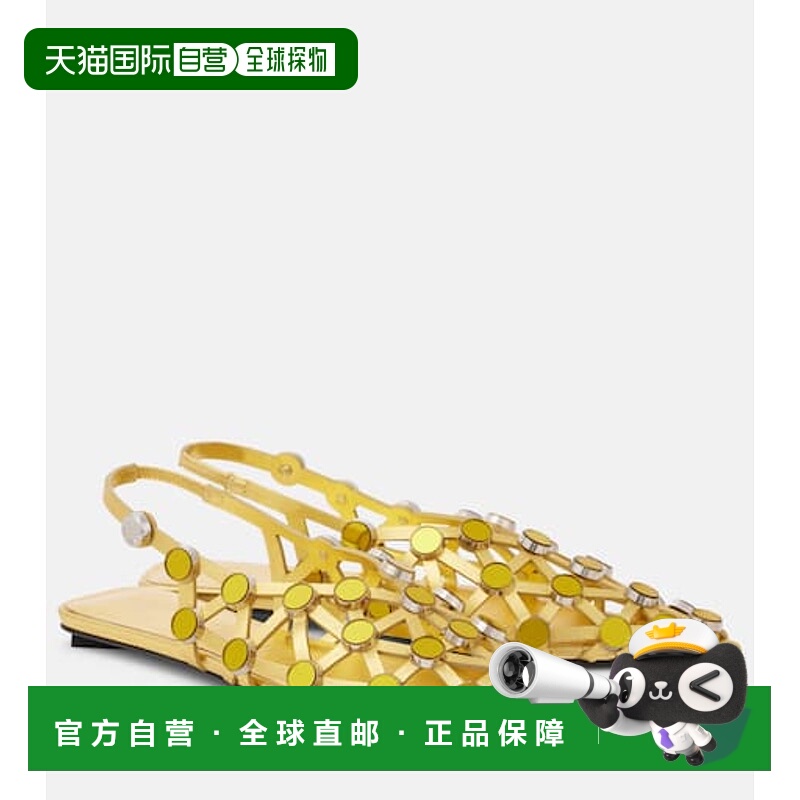 1h可退 潮奢 The Attico 女士 Grid 金属感皮质露跟平底鞋