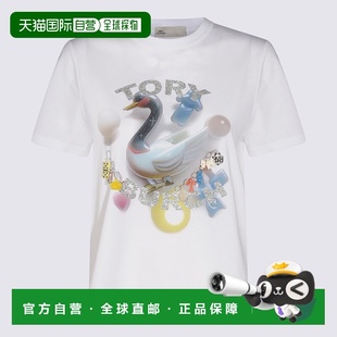 Cotton 女士T恤 neck crew 白色 SS2025 167433100 BURCH TORY