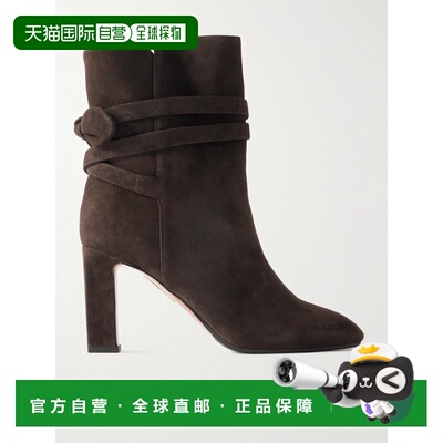 1h可退 潮奢 AQUAZZURA 女士 Very 105 蝴蝶结领结绒面革短靴 VBT