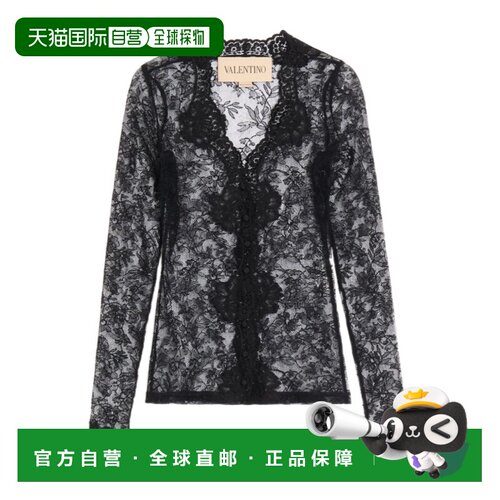 VALENTINO 女士外套 BMV00YA7A0NO SS2026 黑色 长袖蕾丝开衫
