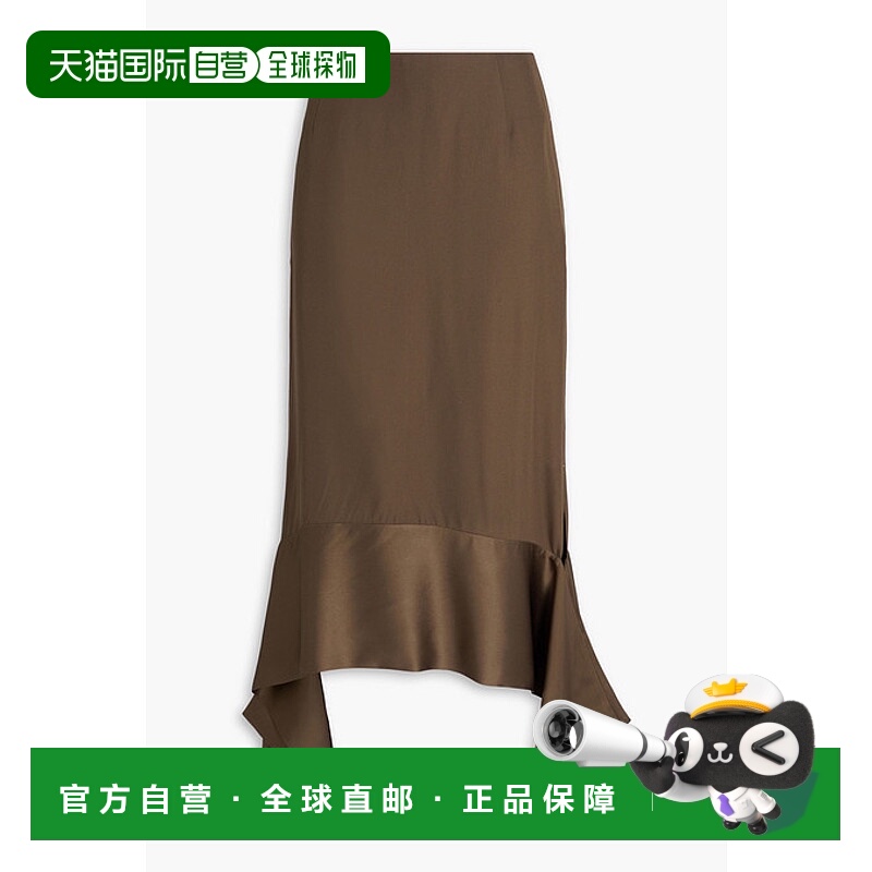1h可退 潮奢 TOTÊME 女士 绸缎边不对称绉纱长款半身裙 241WRB101