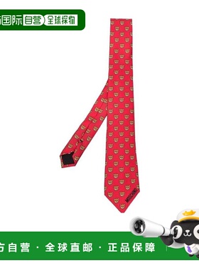 1h可退 MOSCHINO 男士领带 55059M52606 AW2021 红色 泰迪熊印花