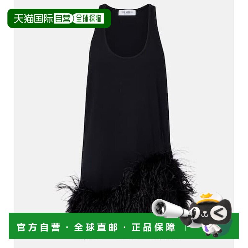 潮奢 The Attico 女士 罗纹针织羽毛边棉质迷你连衣裙