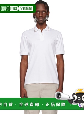 1h可退 潮奢 BOSS 波士 男士 白色 Cotton Logo Striped-Collar S