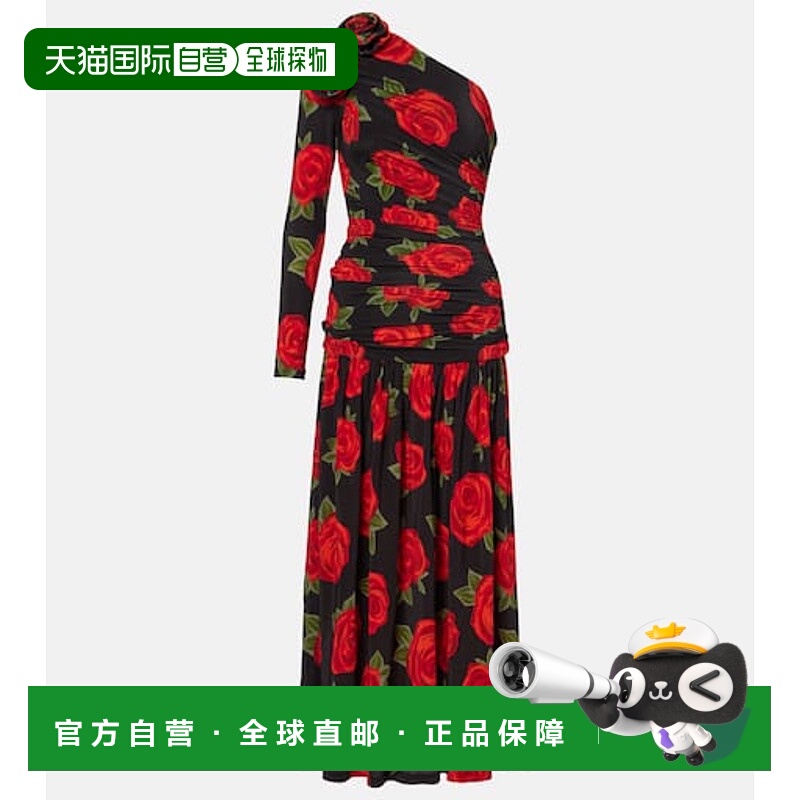 1h可退 潮奢 FARM RIO 女士 Latin Roses 垂褶单肩长款连衣裙