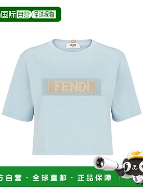 FENDI 女士T恤 FS9704AT27F1QYH AW2024 蓝色 短袖T恤