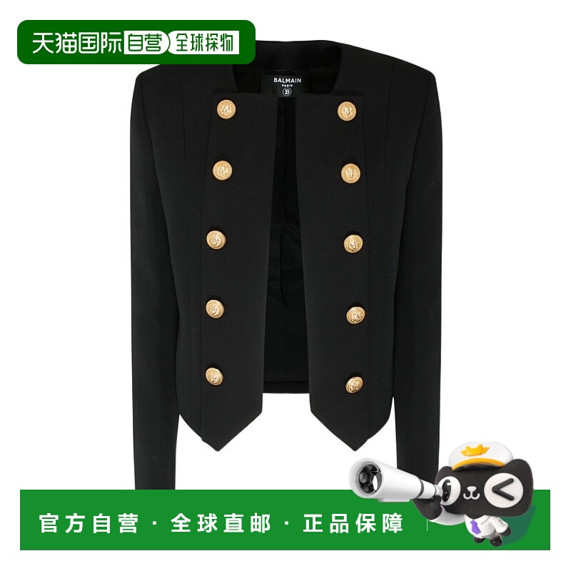 1h可退 BALMAIN 女士西服 YF0SK098WB050PA AW2024 黑色 双排扣休