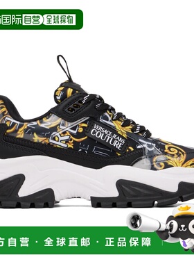 1h可退 潮奢 versace 范思哲 女士 黑色 & 金色徽标运动鞋 E74VA3