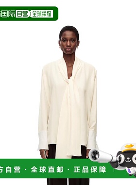 LOEWE 女士衬衫 S359Y05X632110 SS2023 白色 Anagram 领夹式真丝