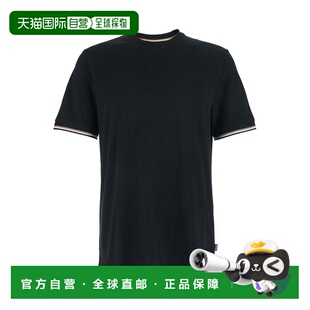 1h可退 潮奢 Hugo Boss 雨果博斯 男士 Details 黑色圆领对比色棉