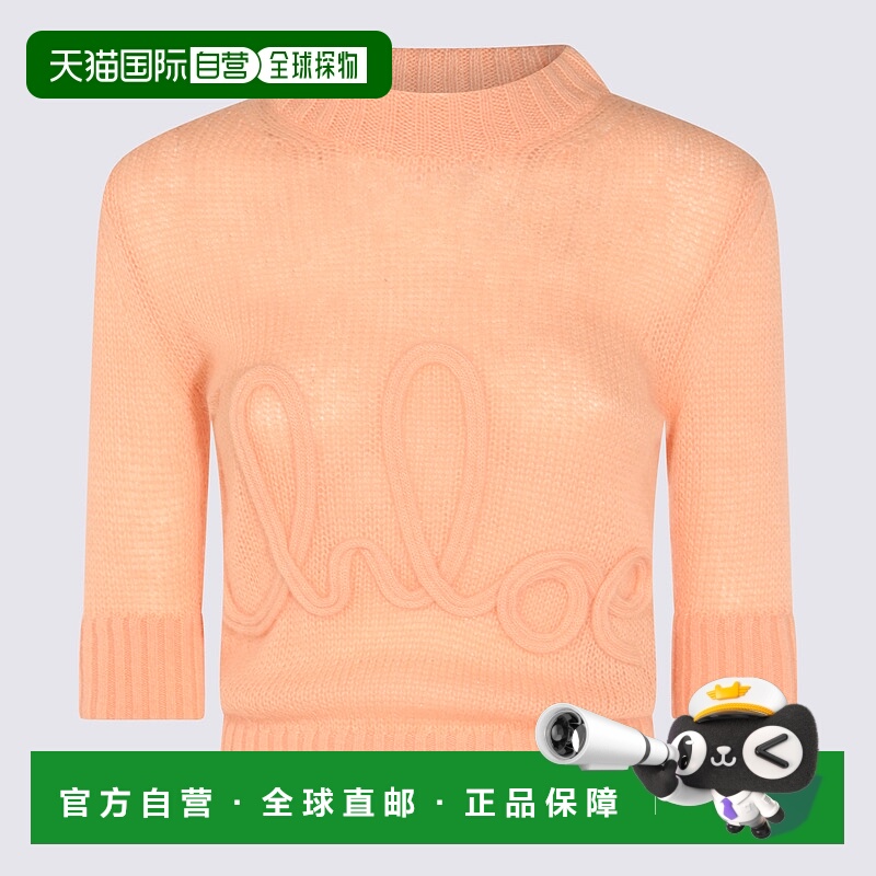 1h可退 CHLOÉ 女士针织衫 CH25UMP2674081L AW2025 粉红色 Logo e