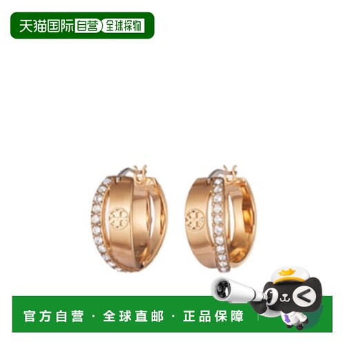 TORY BURCH 女士耳饰 184429783 AW2026 金色 ICON PAVE 双圈耳环