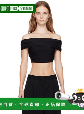1h可退 潮奢 Casablanca 女士 黑色 Crepe Draped Crop Top T 恤