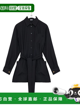 LOEWE 女士外套 S359Y05XEV1100 AW2025 黑色 BELTED BLOUSE