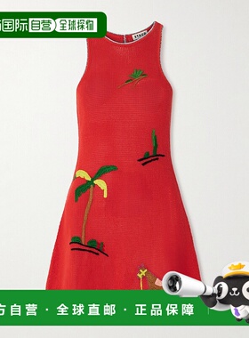 1h可退 潮奢 Staud 女士 Marea 刺绣洞洞针织迷你连衣裙 S26R2317