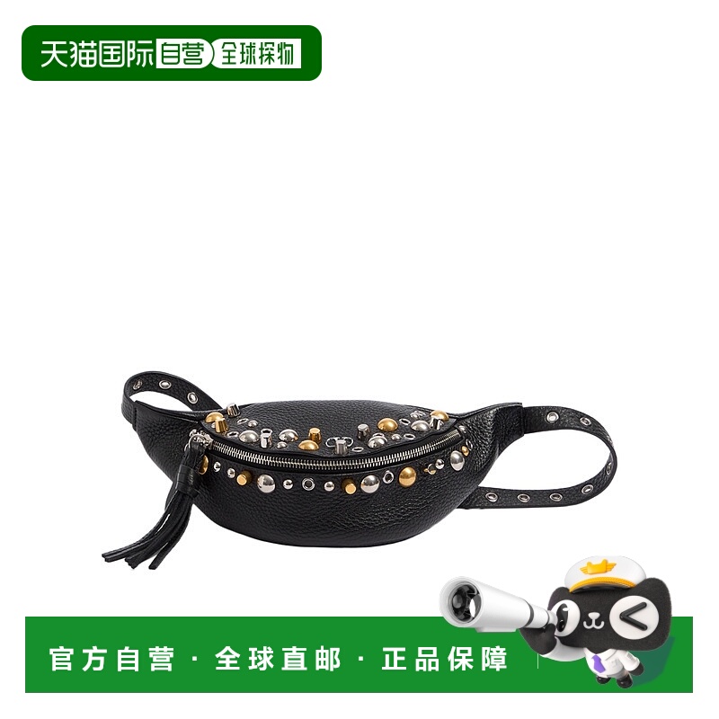 1h可退 VALENTINO 男士斜挎包 YB0D08VIP0NO CO 黑色 铆钉腰包