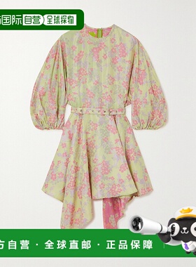 1h可退 潮奢 MARQUES' ALMEIDA 女士 不对称束带垂褶锦缎迷你连衣