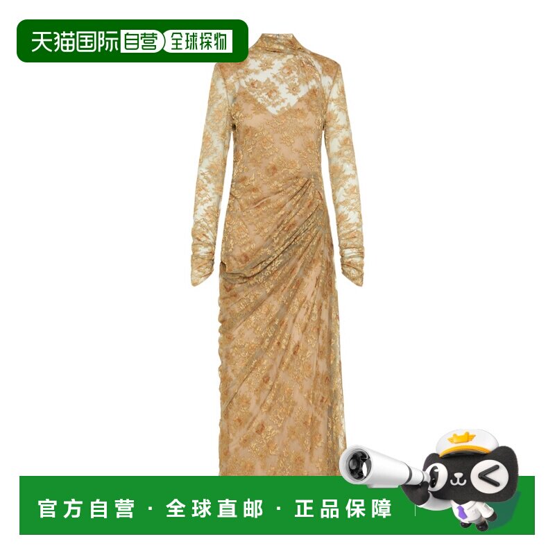VALENTINO 女士连衣裙 BVAK92A694K9 SS2026 金色 蕾丝长袖连衣裙