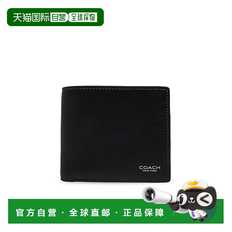 COACH 男士钱包 CY9110BLK SS2026 黑色 Leather wallet with log