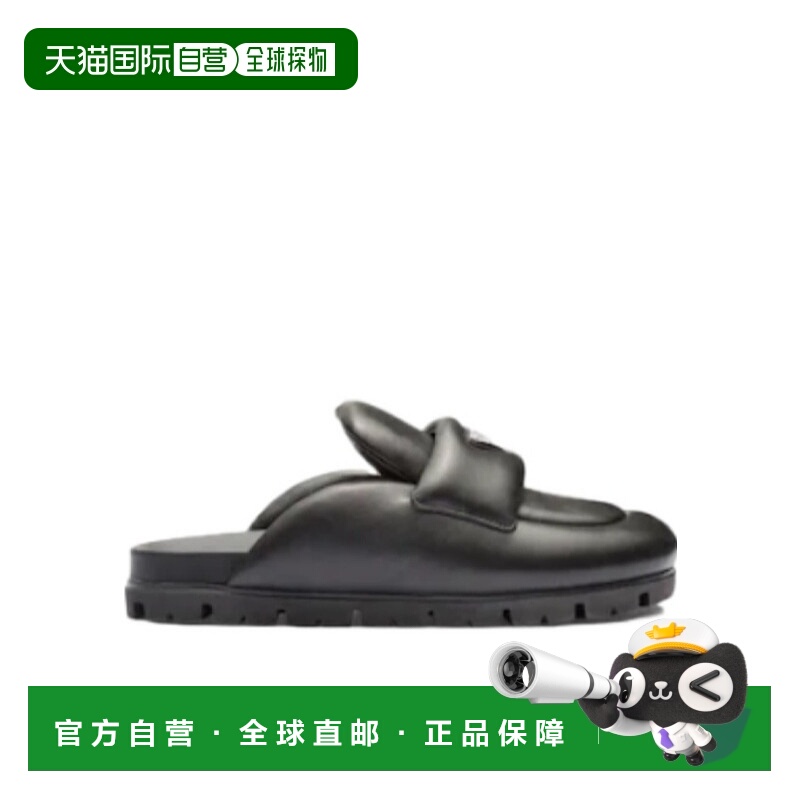 1h可退 PRADA 女士凉鞋 1S084N2DL8F020F0002 CO 黑色 徽标穆勒鞋