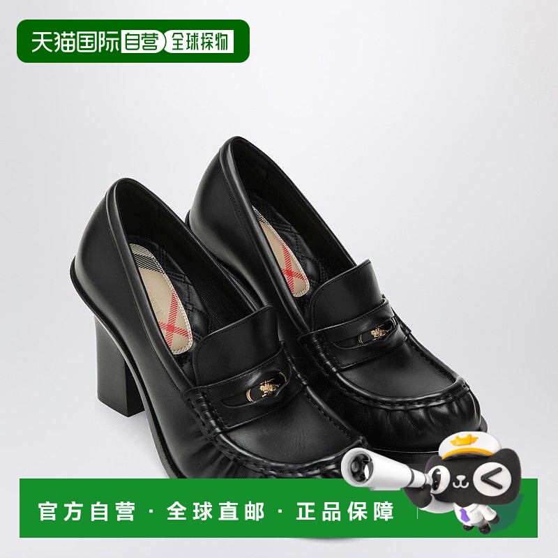 1h可退 潮奢 Burberry 巴宝莉 女士 CADET 黑色皮质鞋跟乐福鞋 81