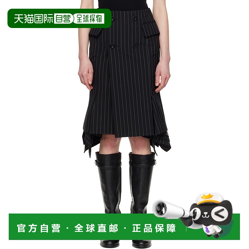 1h可退 潮奢 Sacai 女士 黑色 Wool Silk Suiting 半身裙 2507799