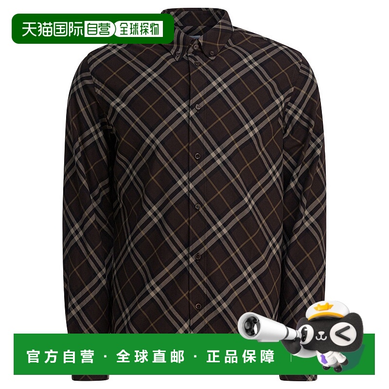 BURBERRY 男士衬衫 8115498 AW2025 棕色 Brown Check Shirt Fron